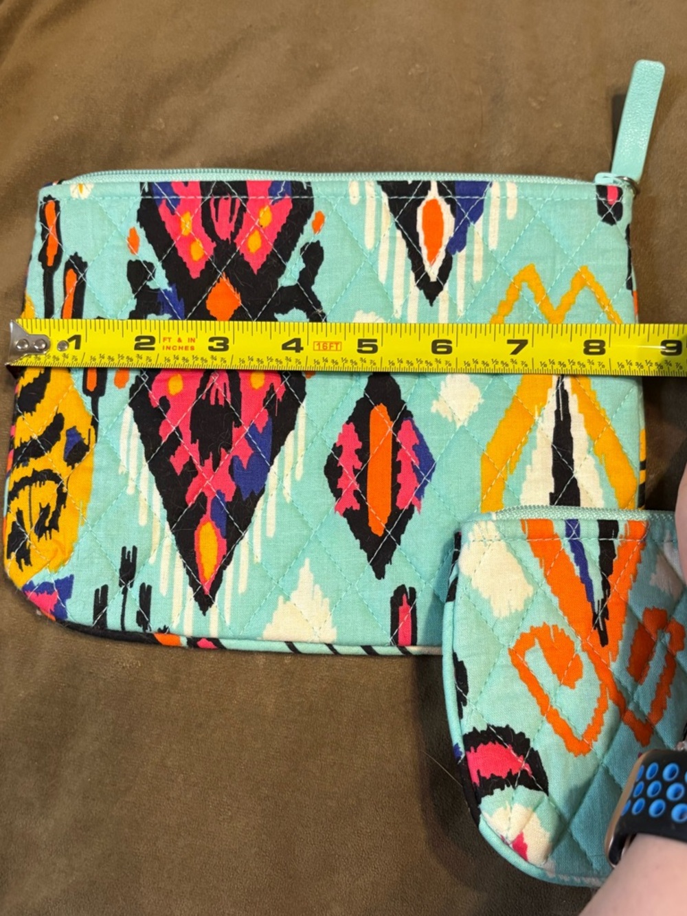 Vera Bradley- Set of 2- Mint Green Quilted Cosmetic Pouches - Picture 9 of 10